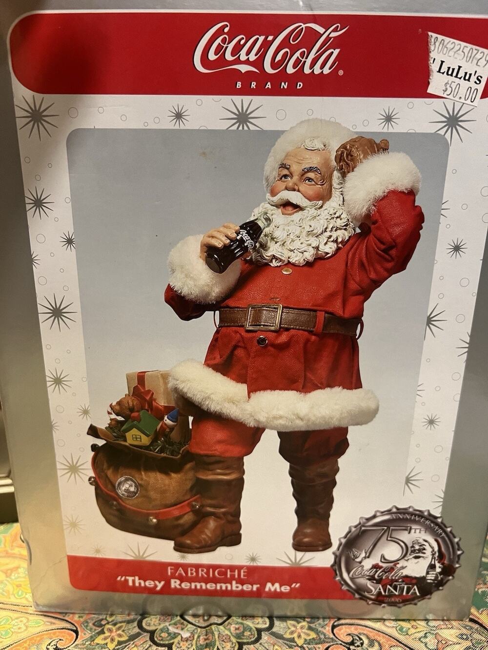 75th Anniversary They Remember Me Coca Cola Santa Clause Fabriche Kurt Adler